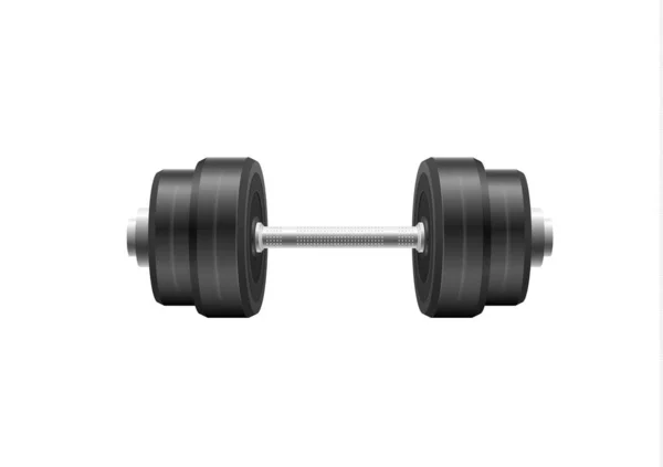 Metal 3d dumbell, steel barbells for fitness. — Stock Vector