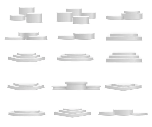 Білий 3d подіум, п'єдестал, платформа, сцена стенду . — стоковий вектор