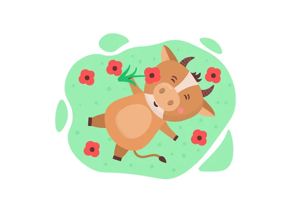 Animal de dibujos animados, personaje de vaca para el nuevo calendario. — Archivo Imágenes Vectoriales