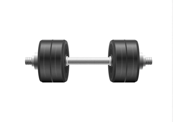 Metal 3d dumbell, steel barbells for fitness. — Stock Vector