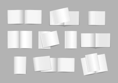 Boş dergi kapağı, kitap, kitapçık, broşür ayarla.