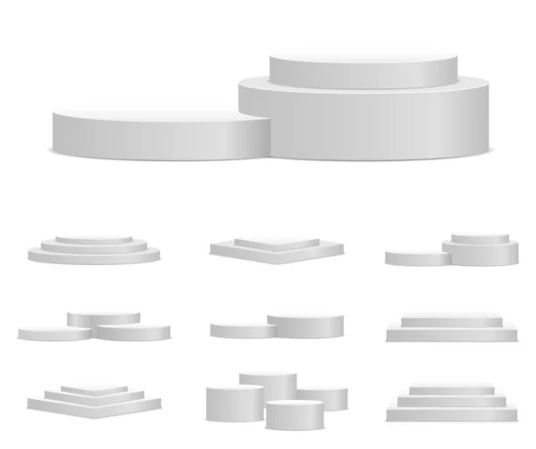 Branco 3d pódio, pedestal, plataforma, stand stage. —  Vetores de Stock