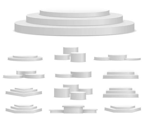 White 3d podium, alas, platform, berdiri panggung. - Stok Vektor