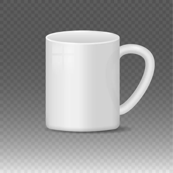 Realista blanco en blanco, taza de café negro tazas. — Archivo Imágenes Vectoriales