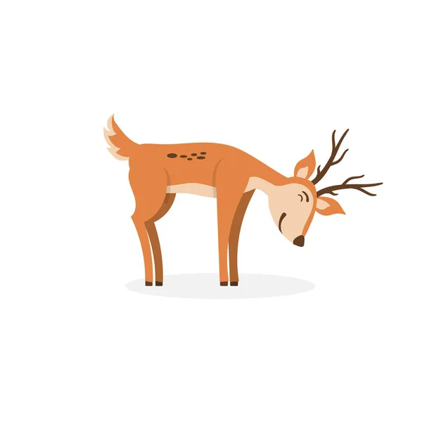 Cartoon deer animal, cute character flat style. — Stock Vector