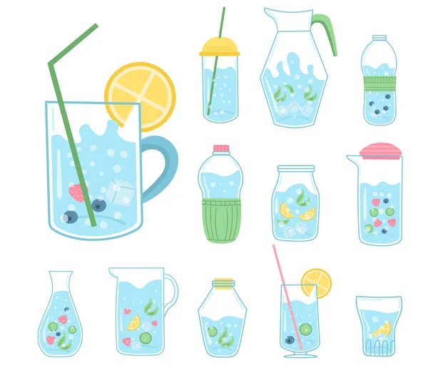 Πίνετε περισσότερο νερό, πίνοντας με γυάλινο μπουκάλι — Διανυσματικό Αρχείο