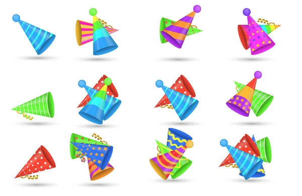 Gorras de fiesta, sombreros para fiestas celebraciones navideñas — Vector de stock