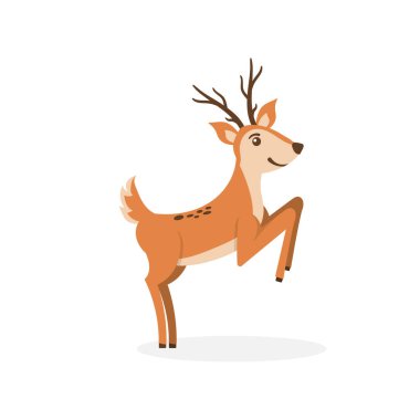 Çizgi film geyiği, sevimli karakter düz stili..