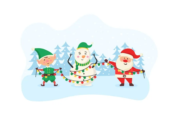 Ręcznie rysowane cute znaków zimowych Boże Narodzenie zwierząt — Wektor stockowy