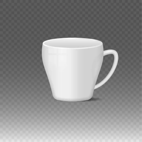 Realista blanco en blanco, taza de café negro tazas. — Vector de stock