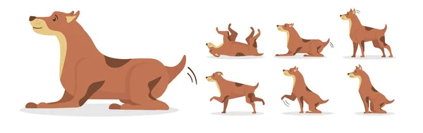 Lindos perros, personaje de dibujos animados en estilo plano. — Archivo Imágenes Vectoriales