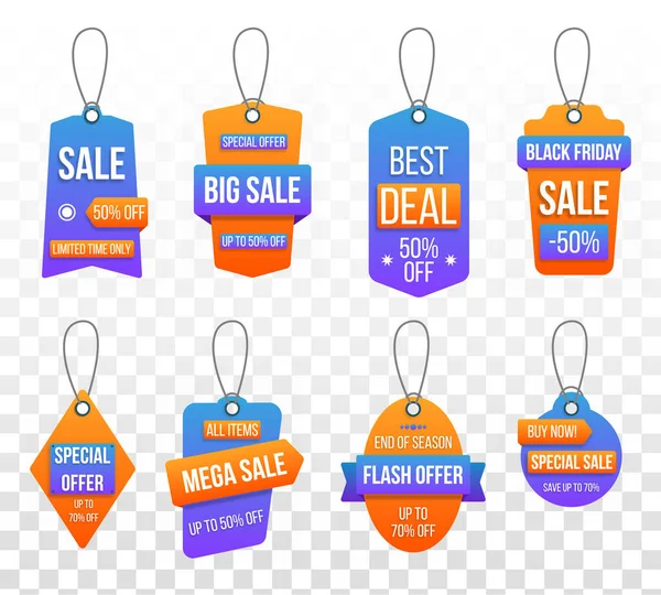 Set promotion étiquette de prix de vente modifiable. — Image vectorielle