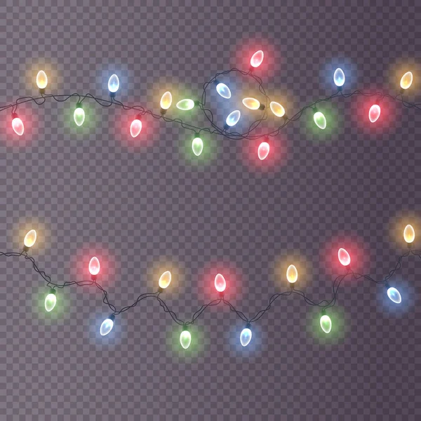 Guirlande de Noël, ficelle avec ampoules lumineuses — Image vectorielle