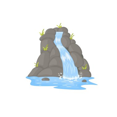 Şelale, dağlı ve ağaçlı manzaralar.