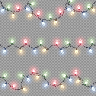 Noel çelengi, parlak ampullü ip.