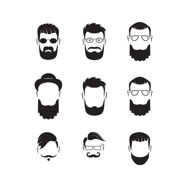 Zestaw brodatych przystojniaków, długa broda z włosami na twarzy. — Zdjęcie stockowe