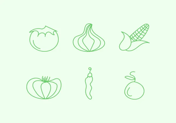 Set of flat vegetables in hand drawn doodle. — Stock Photo, Image