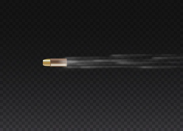 Realistic flying bullet in motion, smoke traces. — Stock Photo, Image