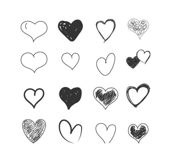 Grunge hearts brush painted doodle hand drawn. — Stock Photo, Image