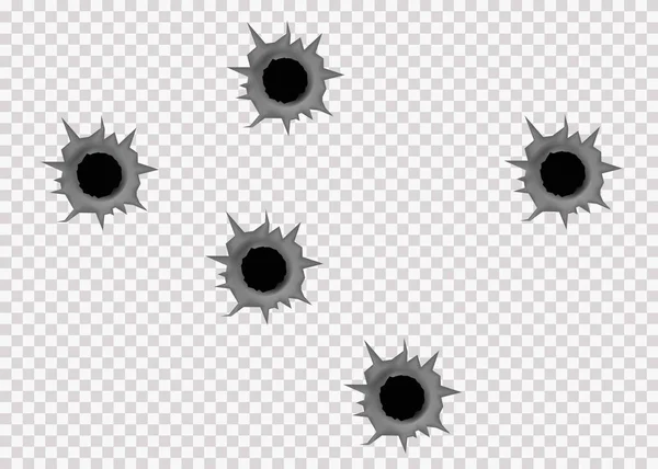 Realistic bullet holes from firearm in metal plate. — Stock Photo, Image