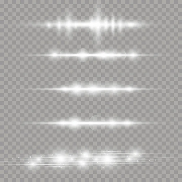Laserové paprsky, horizontální světelné paprsky, bílá zářící čára. — Stock fotografie
