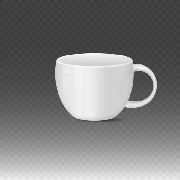 Realistico bianco bianco, tazze tazza di caffè nero. — Vettoriale Stock