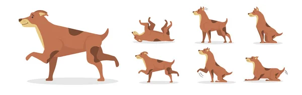Lindos perros, personaje de dibujos animados en estilo plano. — Archivo Imágenes Vectoriales