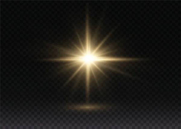 Flash of sun with rays and star. — Stock Photo, Image