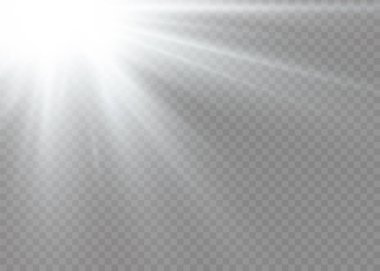 Parlayan beyaz güneş ışınları, yıldız patlaması, spot ışıkları..