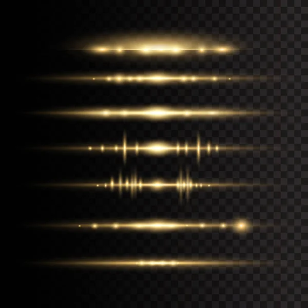 Laserstrahlen, horizontales Licht Sonnenstrahlen, gelbe Linie. — Stockfoto