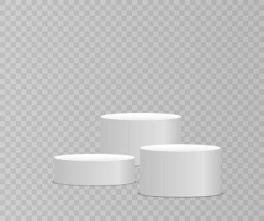 Beyaz 3d podyum, kaide, platform, sahne.