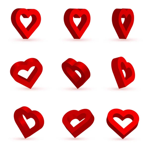 3D shape red heart for Valentines day. — Stock Photo, Image