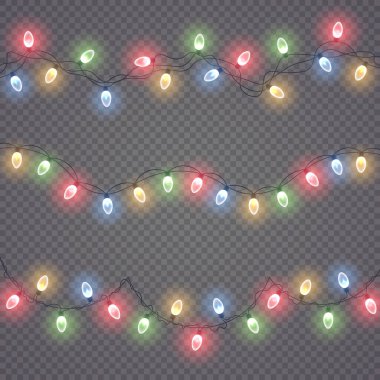 Noel çelengi, parlak ampullü ip.