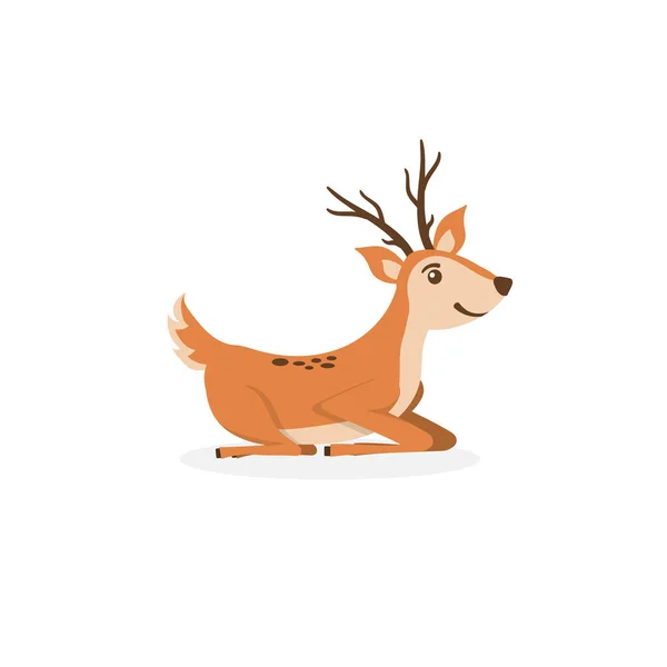Kreslený jelen zvíře, roztomilý charakter plochý styl. — Stockový vektor