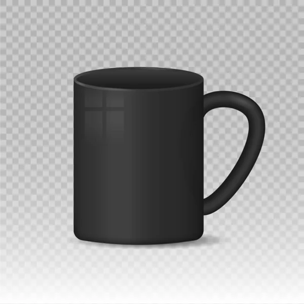 Realista blanco en blanco, taza de café negro tazas. — Vector de stock