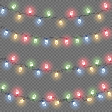 Noel çelengi, parlak ampullü ip.