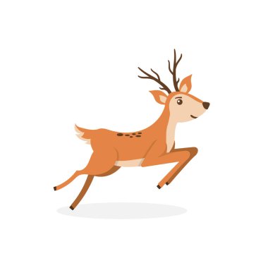 Çizgi film geyiği, sevimli karakter düz stili..