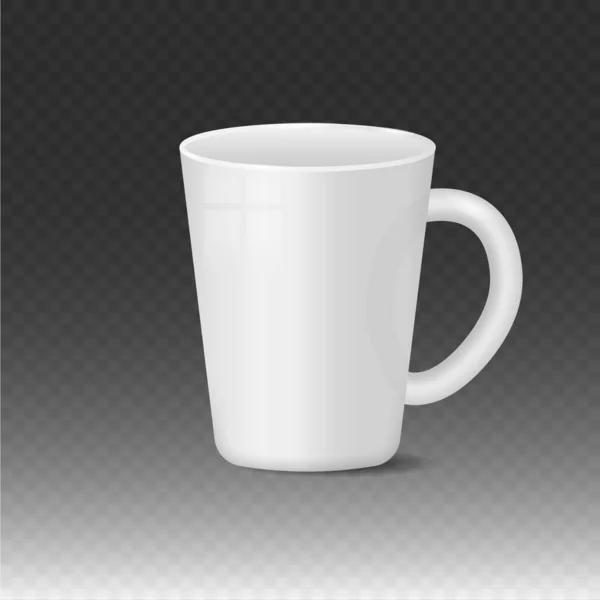 Realista blanco en blanco, taza de café negro tazas. — Archivo Imágenes Vectoriales