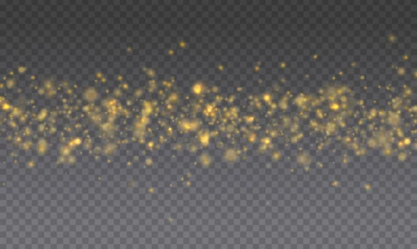 Bokeh lueur légère, poussière d'or, étincelle d'étoile. — Image vectorielle
