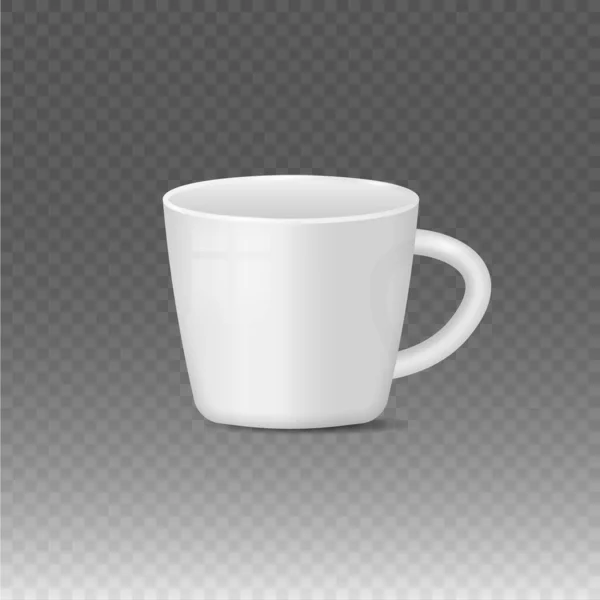 Realista blanco en blanco, taza de café negro tazas. — Vector de stock