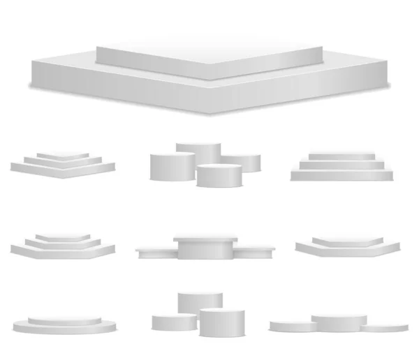 Podio blanco o plataforma para la ceremonia de premiación. — Vector de stock