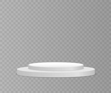 Beyaz 3d podyum, kaide, platform, sahne.