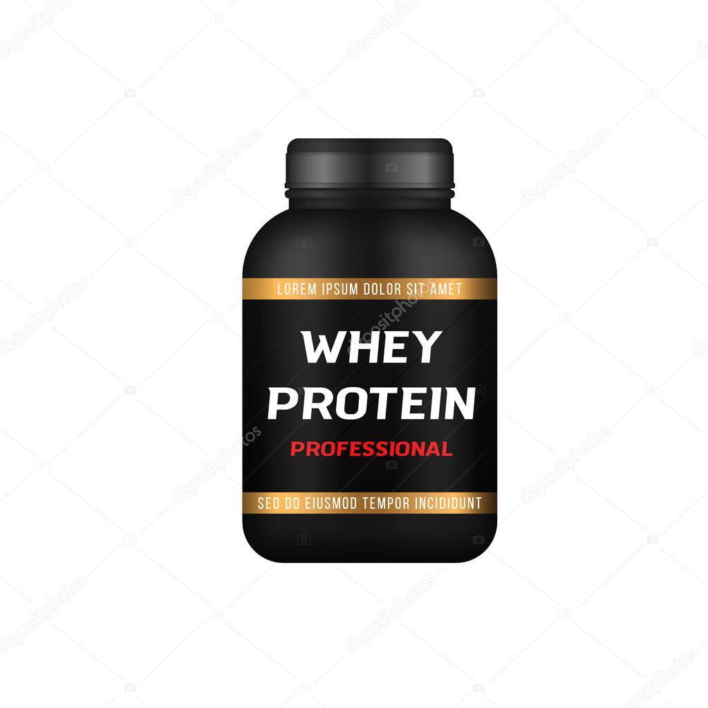 Sports fitness food protein bottles in capsules.