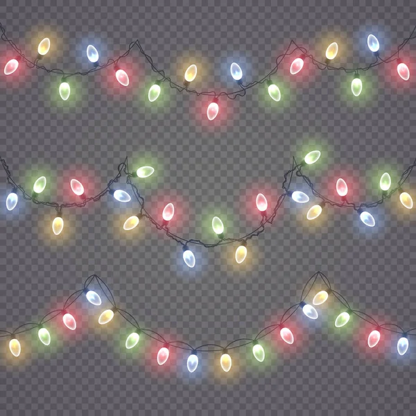 Guirnalda, luces de Navidad de neón led, lámpara de brillo. — Vector de stock