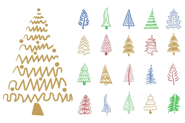 Weihnachtsbaum Pinsel Hand gezeichnet Doodle für New Yea — Stockvektor