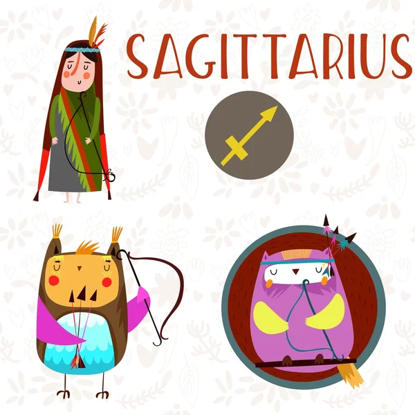 Cute zodiaku Sign-Sagittarius-różne ilustracje w cartoo — Zdjęcie stockowe