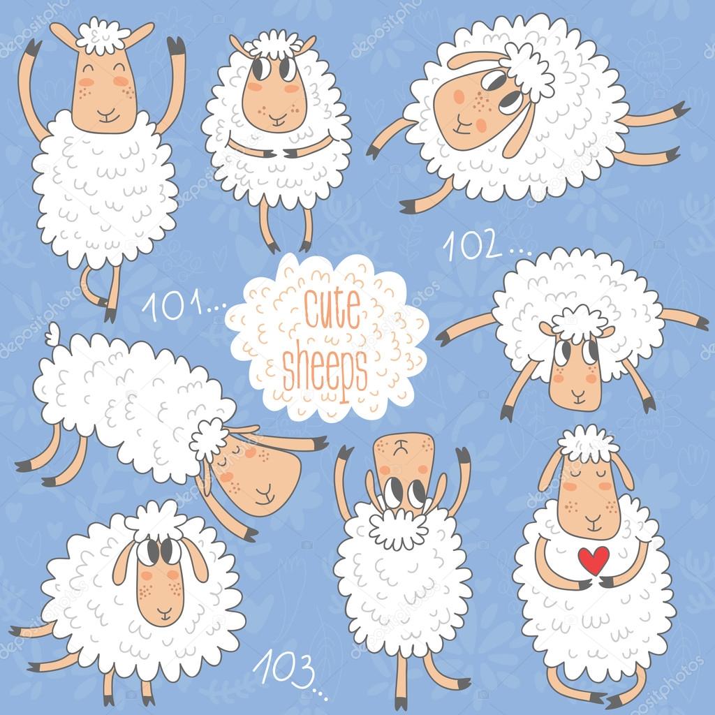 Cute cartoon sheeps