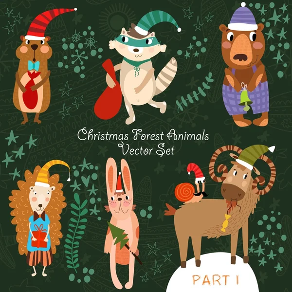 Christmas Forest dieren. — Stockvector