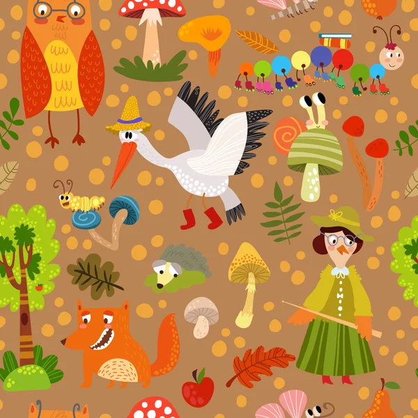 Pattern with forest animals — Stock Vector