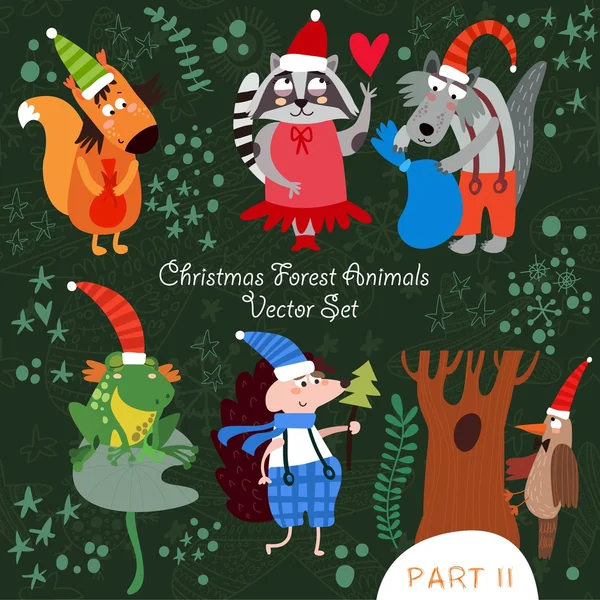 Animali della foresta di Natale . — Vettoriale Stock